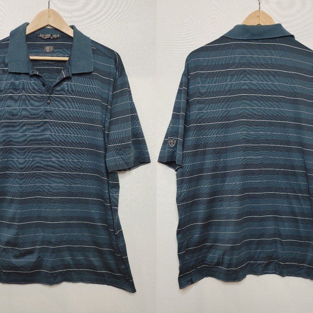 Nike Golf Polo Short Sleeve Shirt XL Teal Blue Purple Stripe‎ Cotton XL